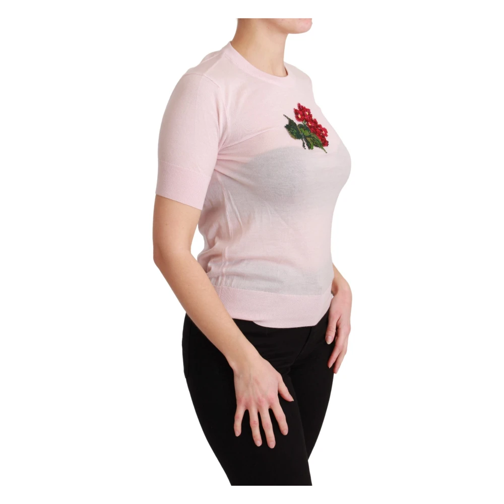 Dolce & Gabbana Roze Geborduurde Kasjmier Blouse Pink Dames
