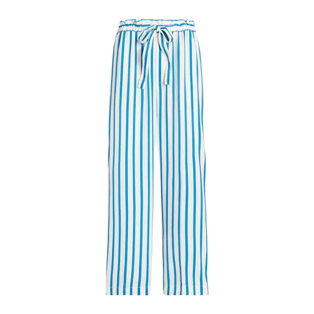 Ralph Lauren Zijden Gestreepte Broek Blue Dames