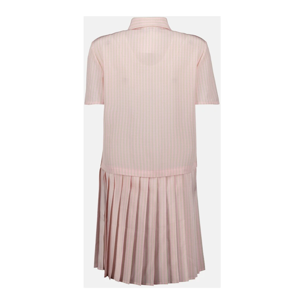 Versace Zijden overhemdjurk met gestreepte print Pink Dames