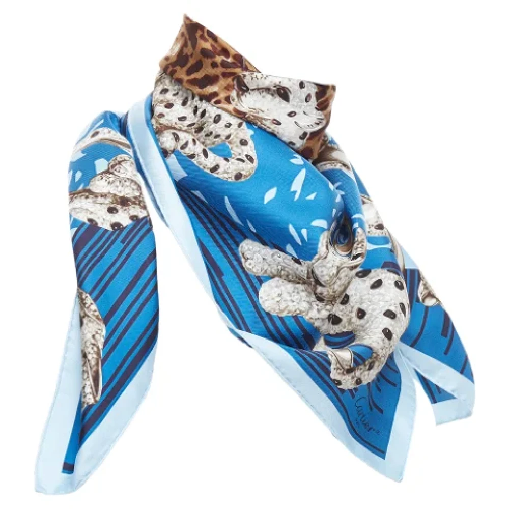 Cartier Vintage Pre-owned Silk scarves Blue Dames