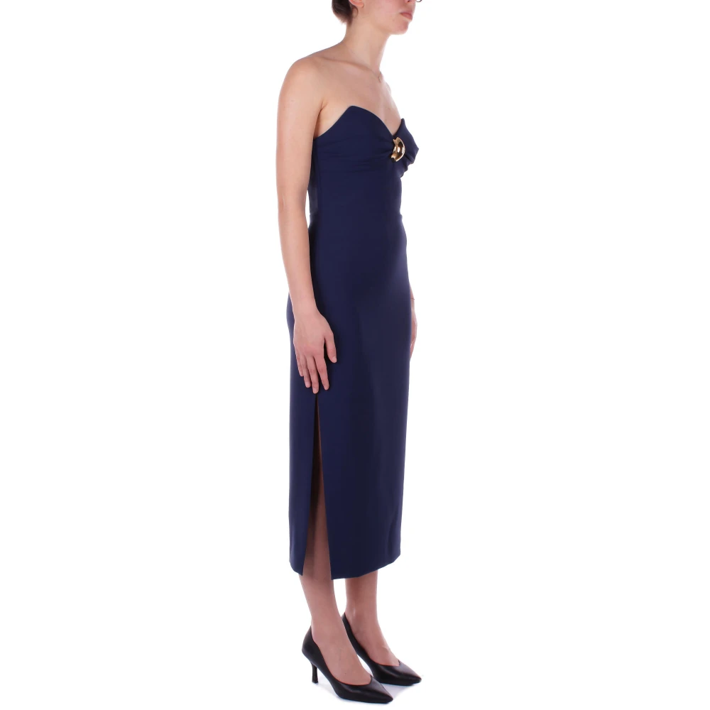 Elisabetta Franchi Blauwe Versierde Jurk met Ritssluiting Blue Dames