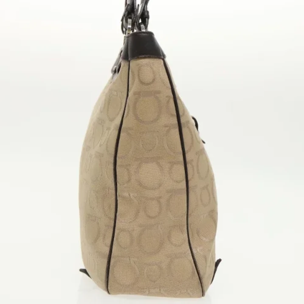 Salvatore Ferragamo Pre-owned Canvas handbags Beige Dames
