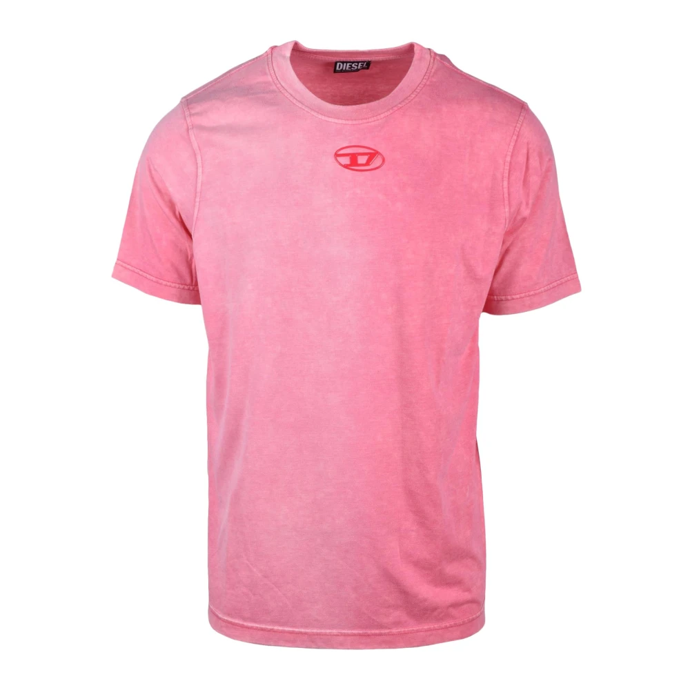 Diesel Avslappnad T-shirt med Polyester-Bomullsblandning Pink, Herr