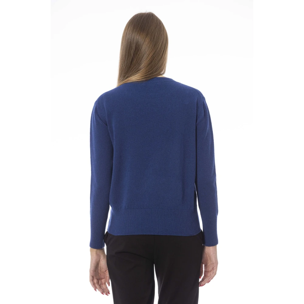 Baldinini Lange Mouw Crewneck Monogram Trui Blue Dames