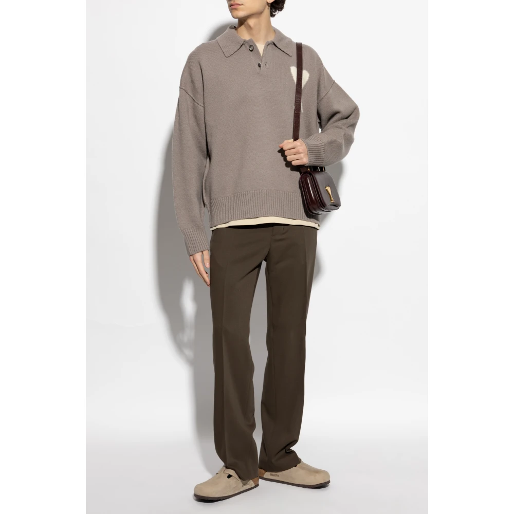 Ami Paris Polo trui Gray Heren