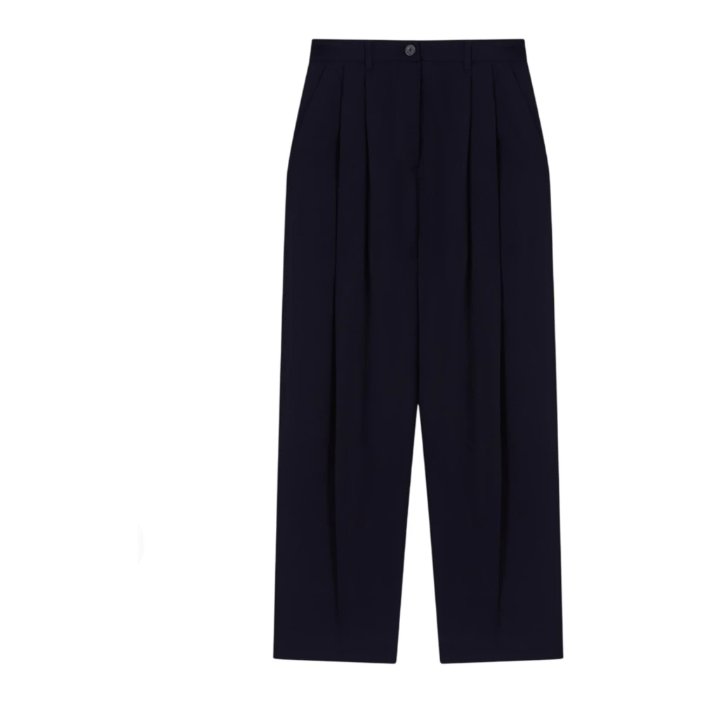 Emporio Armani Femme Bleu Pantalons, Taille: 36 Fr Pantalon À Pli En Laine Fluide