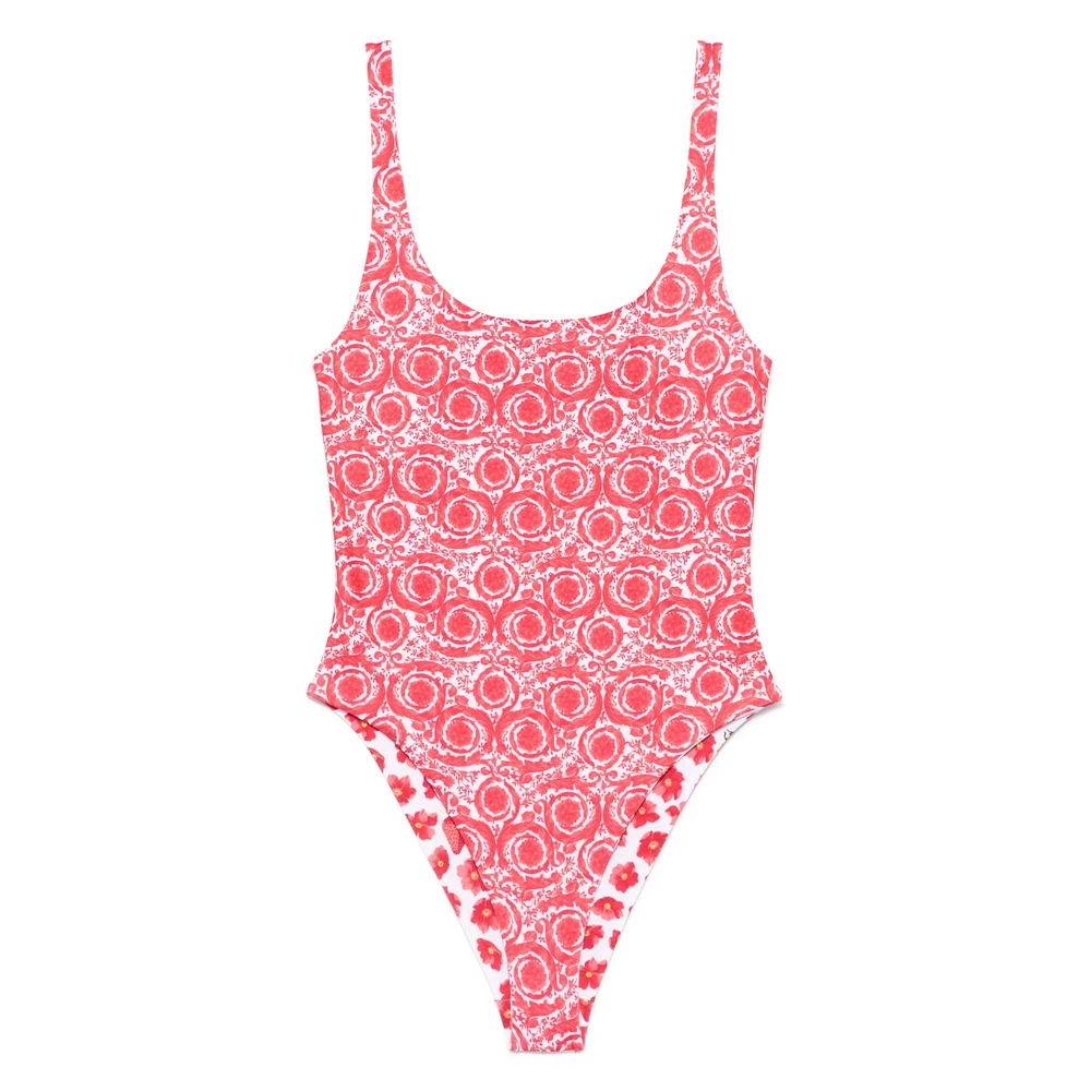 Versace Rood Omkeerbare Strandkleding met Handtekeningprint Red Dames