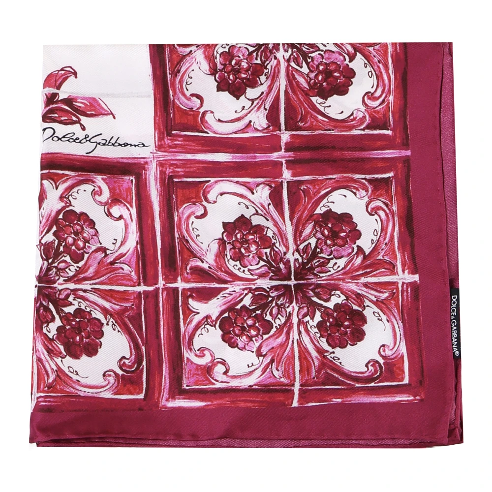 Dolce & Gabbana Fuchsia Zijden Sjaal Centrale Randprint Pink Dames