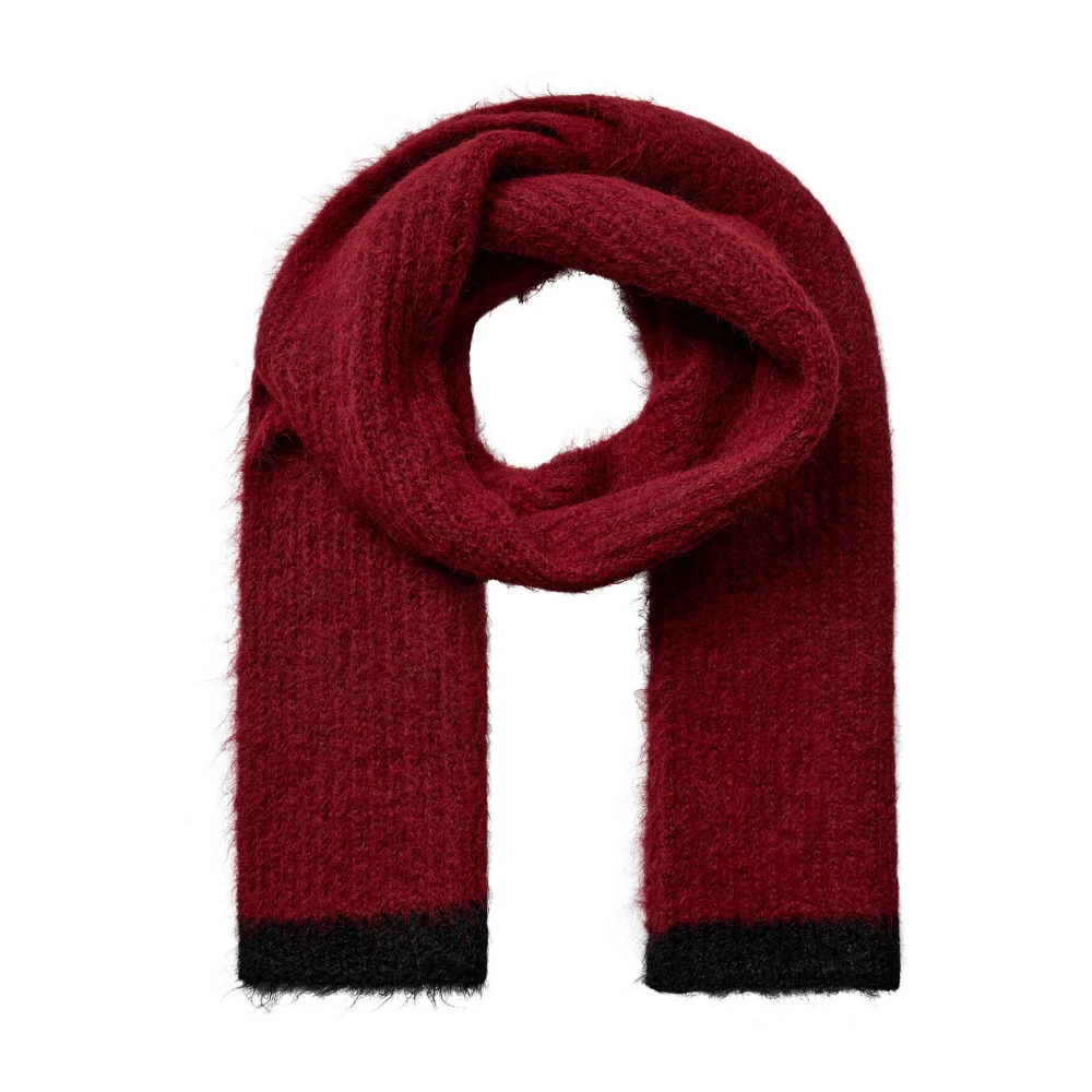 Co'Couture Hjärtmönstrad Stickad Scarf Red, Dam