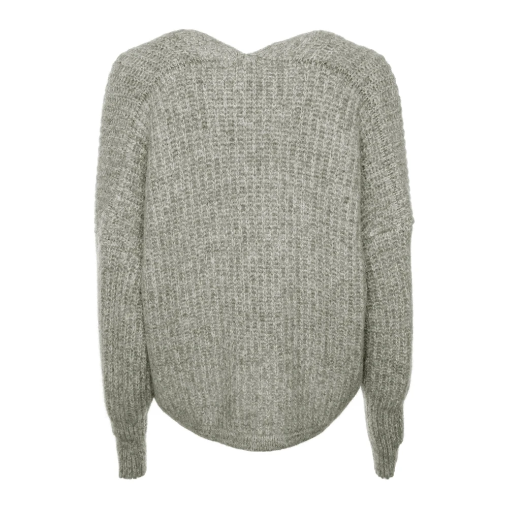 American vintage Open Gebreid Vest in Melange Stijl Gray Dames