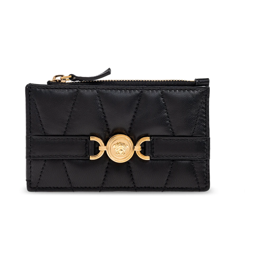 Versace Women's Black Wallets & Cardholders, One Size, Leather Card Holder
