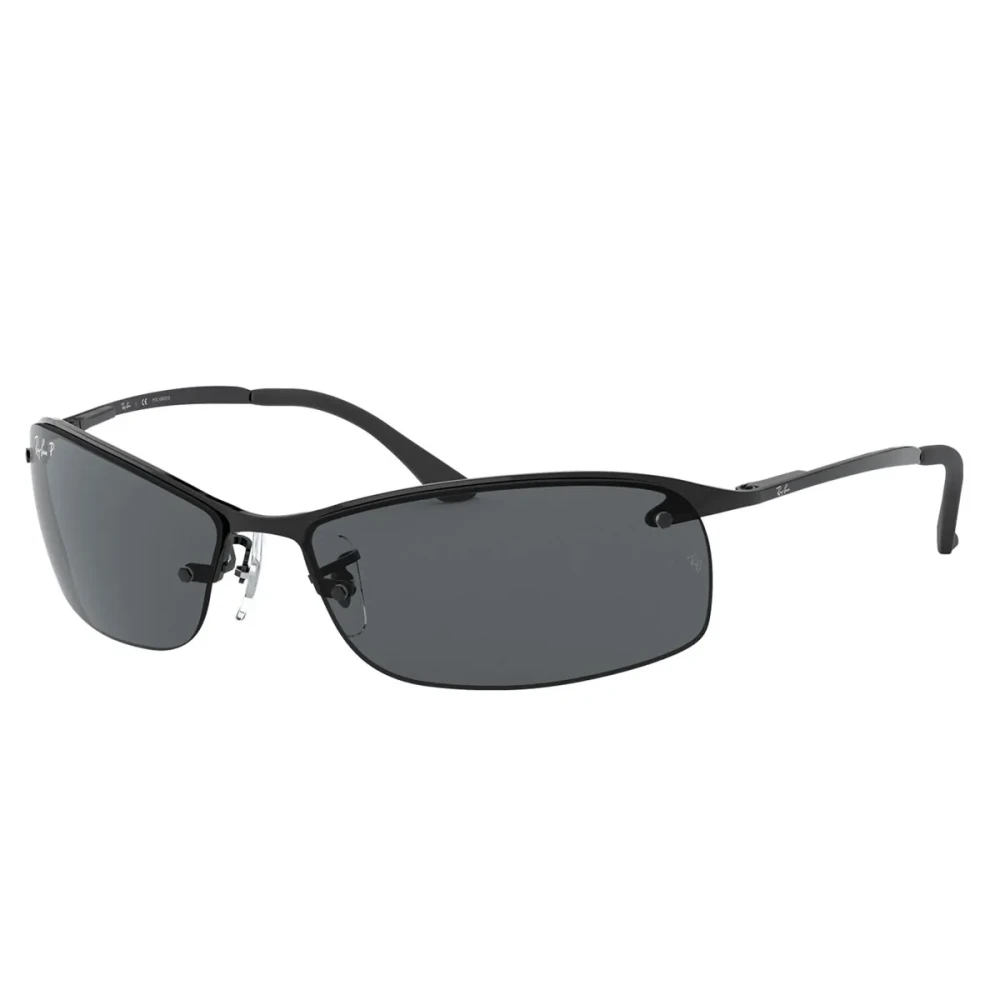 Ray-Ban Unisex Black Polarized Rectangular Sunglasses Rb3183 Style