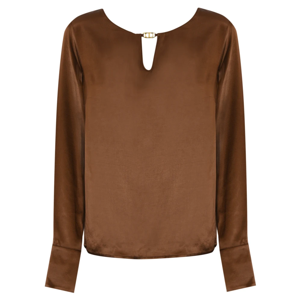 Twinset V-hals Lange Mouw Viscose Blouse Brown Dames