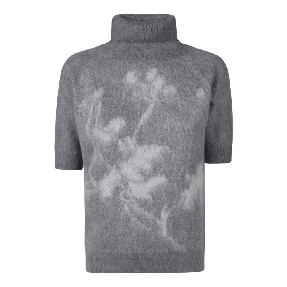 Zanone Kortemouw wollen trui gemêleerd effect Gray Dames