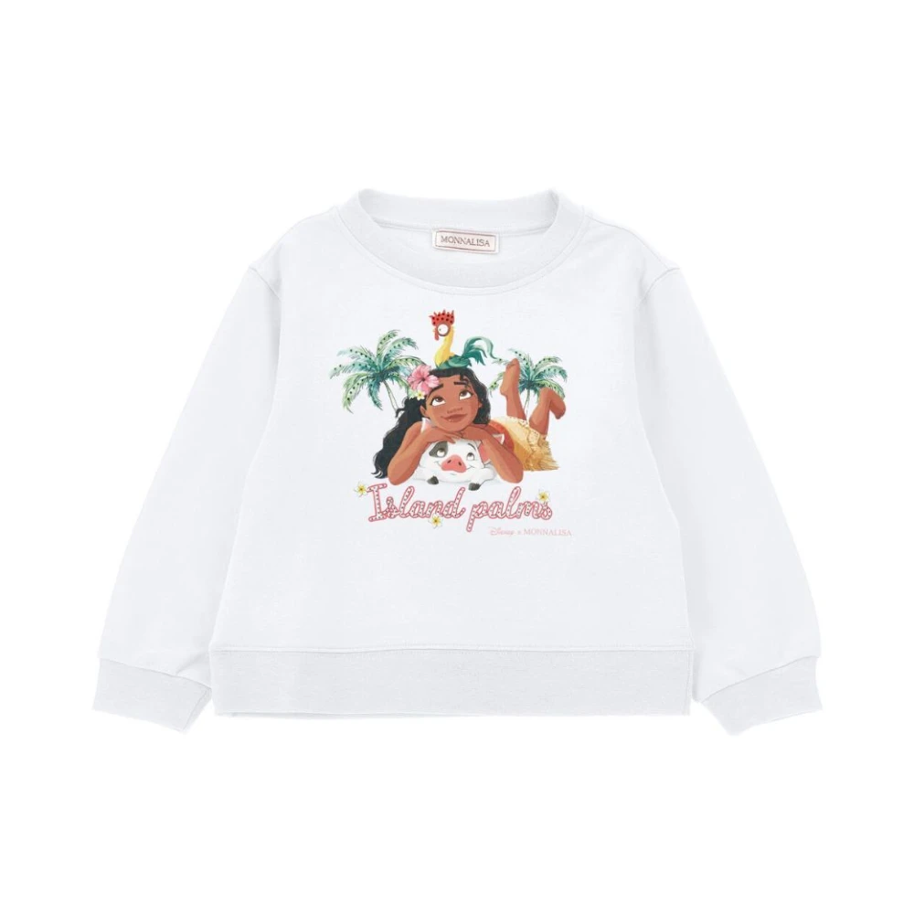 Monnalisa Moana Palma Sweatshirt - Unisex - Kids Sweatshirts - White - 2 Y | 92 Cm - Kids