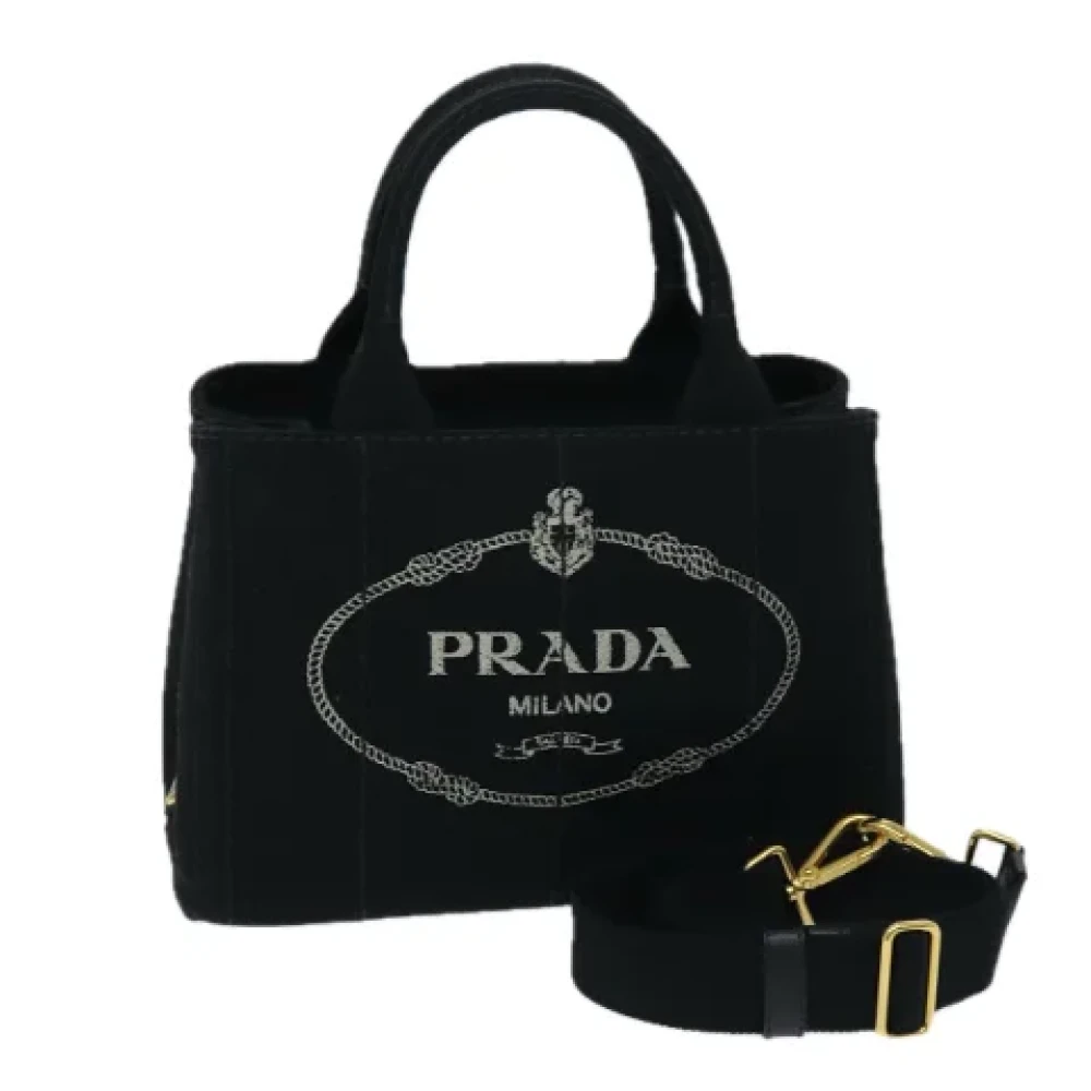 Prada Vintage Pre-owned Canvas handbags Black Dames