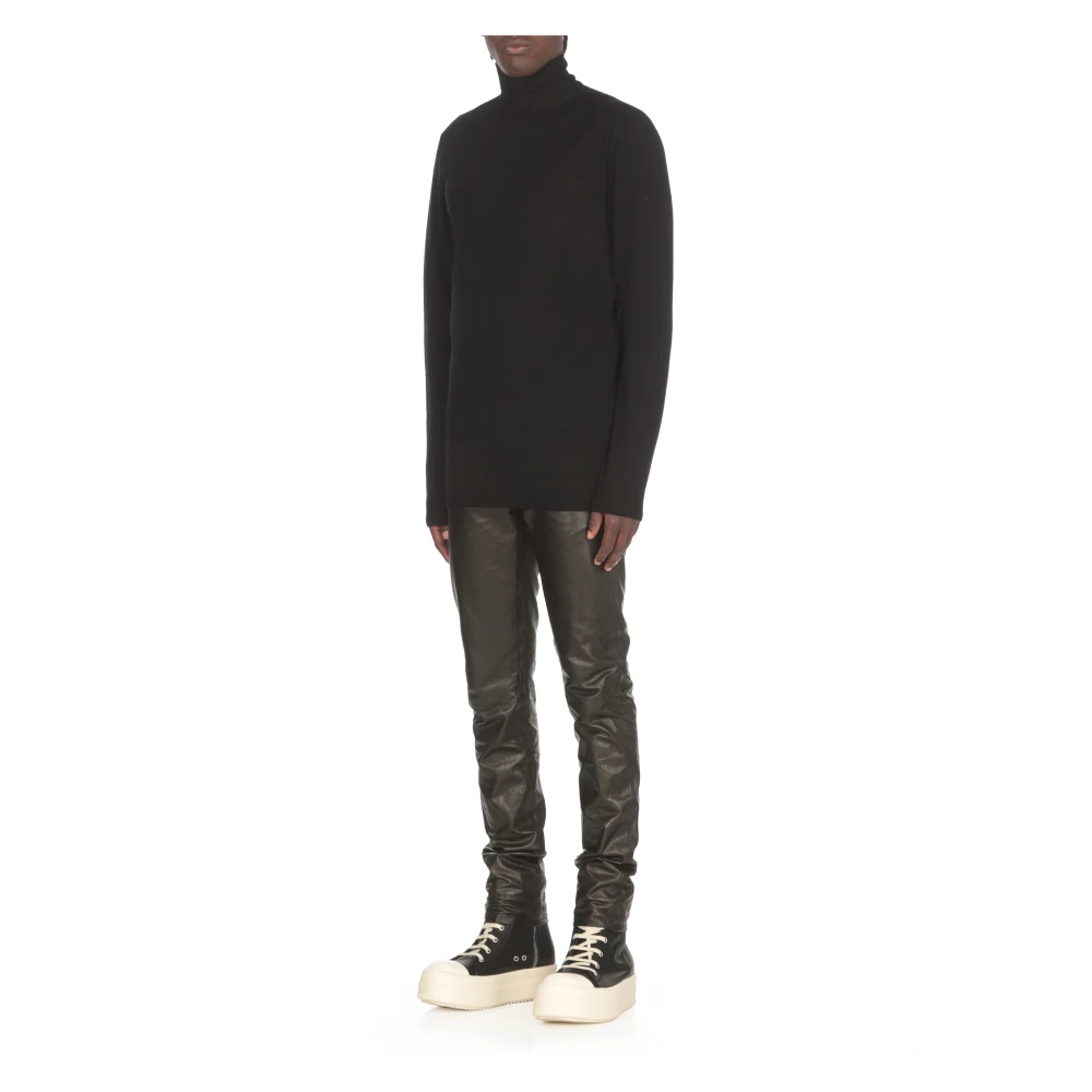 Rick Owens Zwarte Wollen Coltrui Black Heren