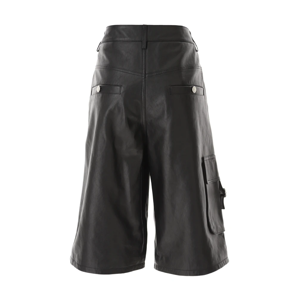 Moschino Cargo Leren Bermuda Broek Black Dames
