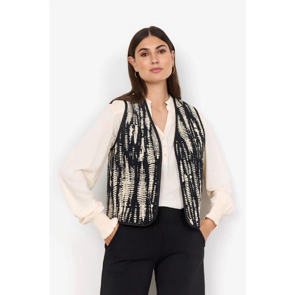 Soyaconcept Geometrisch Print V-Hals Vest Black Dames