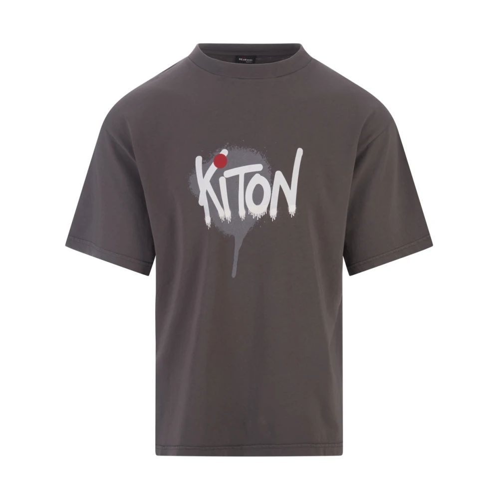 Kiton Mannen Graffiti-Style T-shirt in Grijs Gray Heren