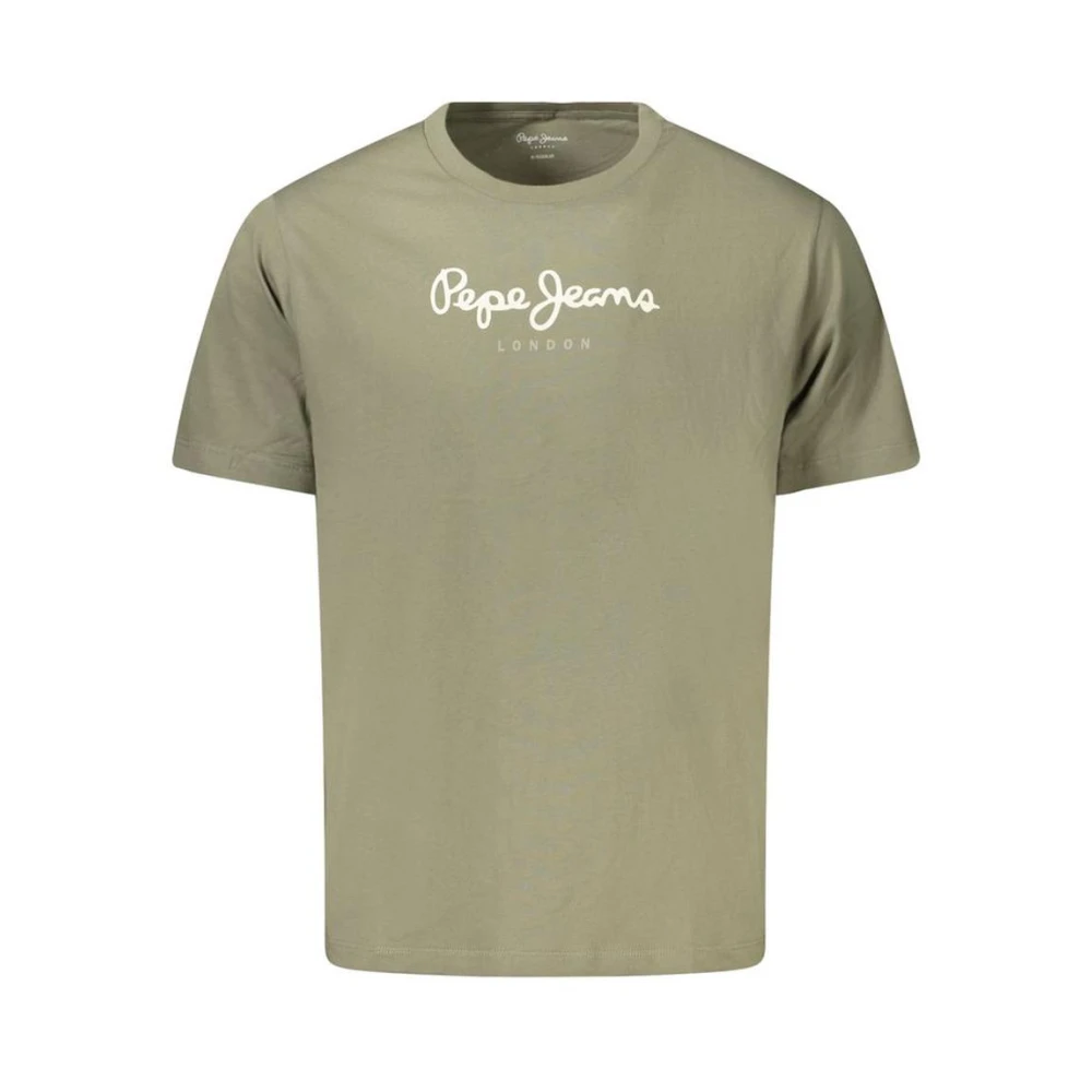Pepe Jeans Groene Katoenen Tee met Klassieke Stijl Green Heren
