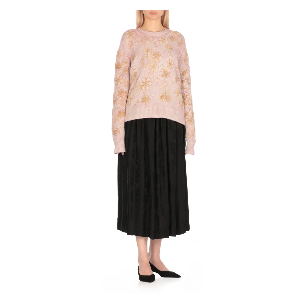 Avant Toi Roze Bloemenpatroon Katoenen Trui Pink Dames