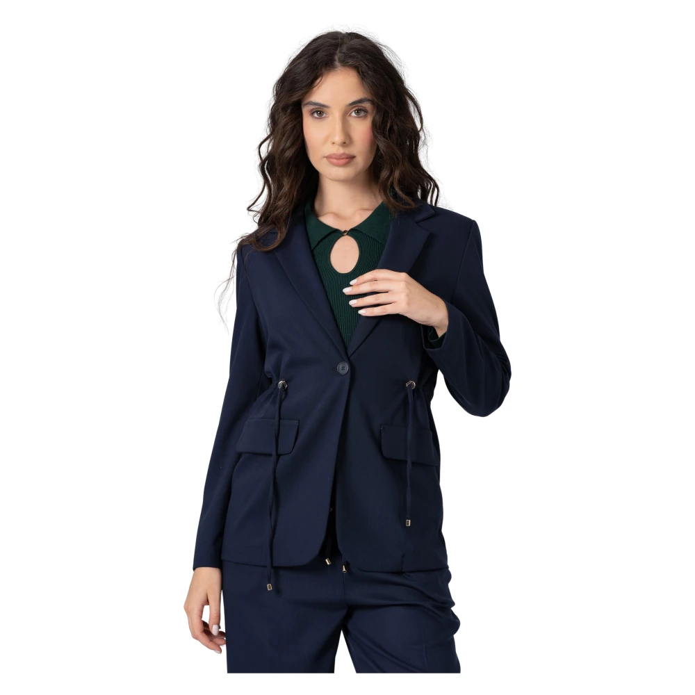 Kocca Women's Blue Relaxed Fit Drawstring Waist Jacket - Blazers - Xl - Jackets