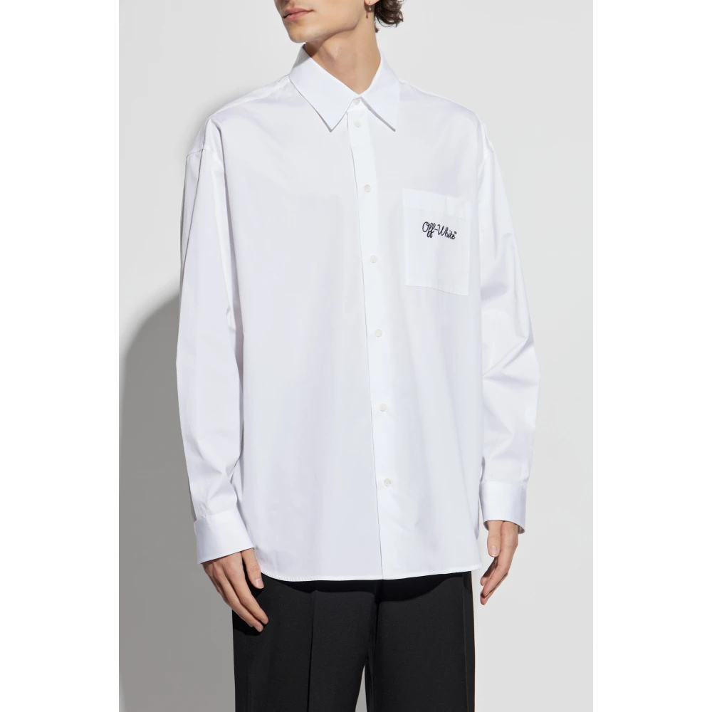 Off White Shirt met logo White Heren