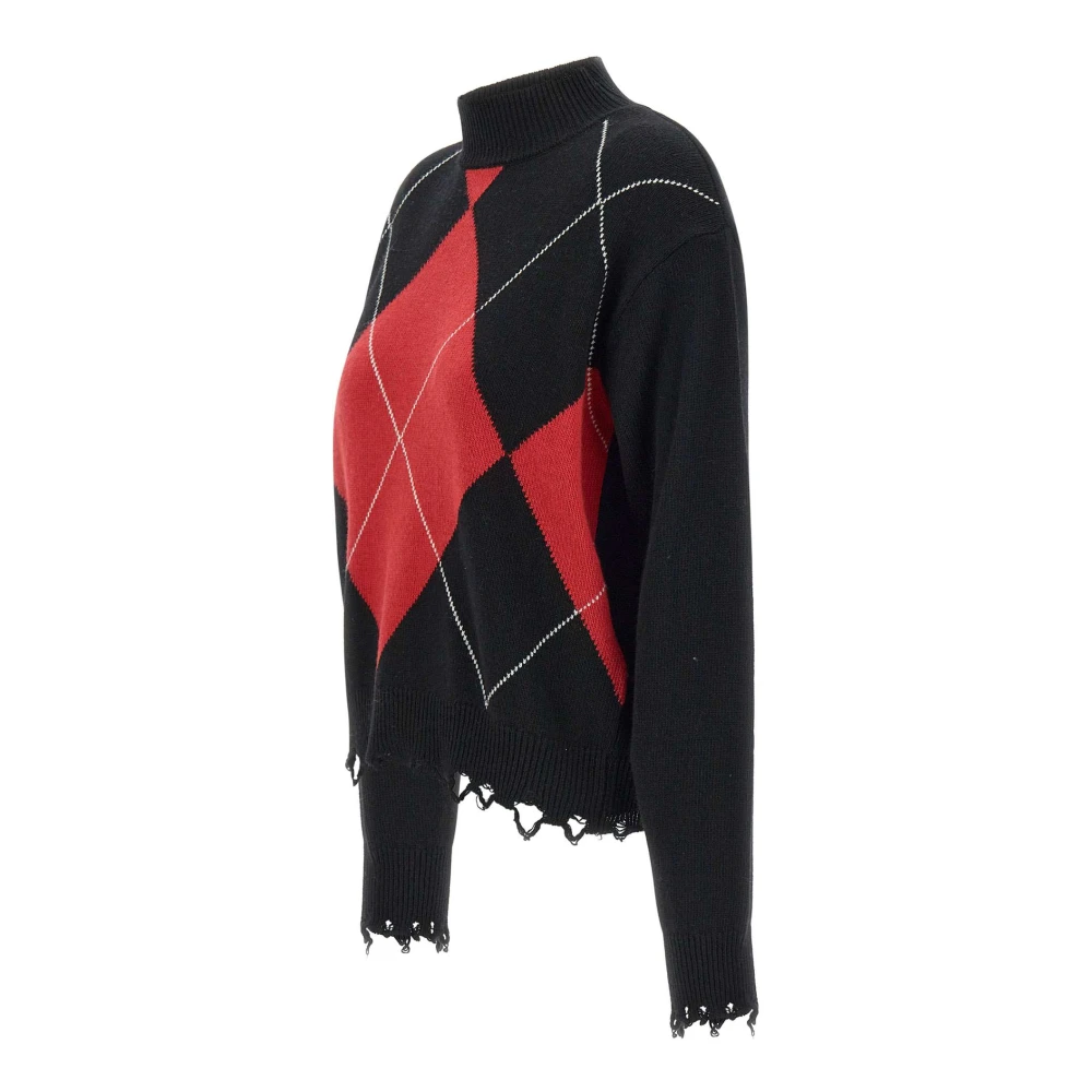 Kaos Ruitpatroon Wollen Trui Black Dames