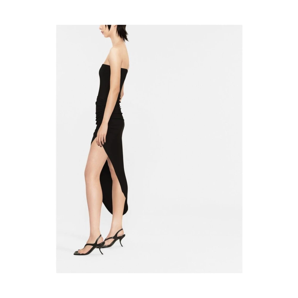 Norma Kamali Zwarte strapless aansluitende jurk met asymmetrische rand Black Dames