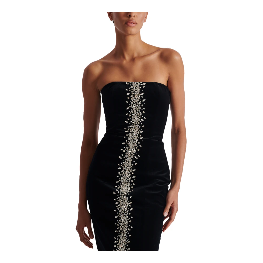 Balmain Lange geborduurde fluwelen bustierjurk Black Dames