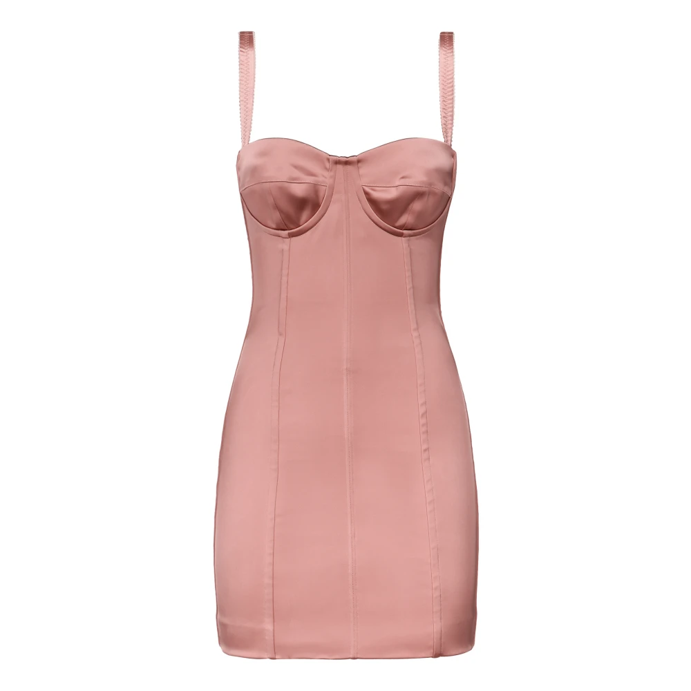 Dolce & Gabbana Roze Satijnen Bustier Jurk Pink Dames