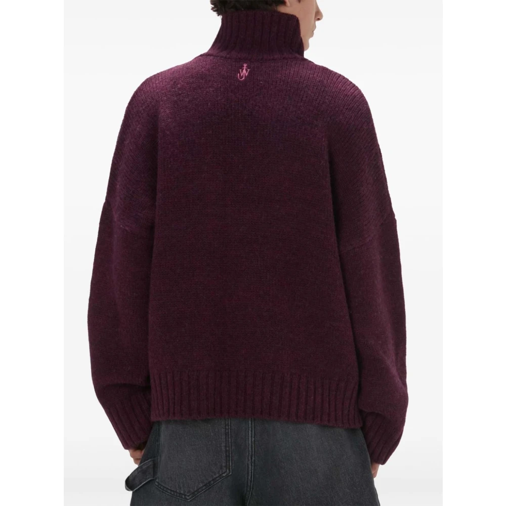 JW Anderson Tweekleurige Wollen Trui Hoge Hals Pink Heren