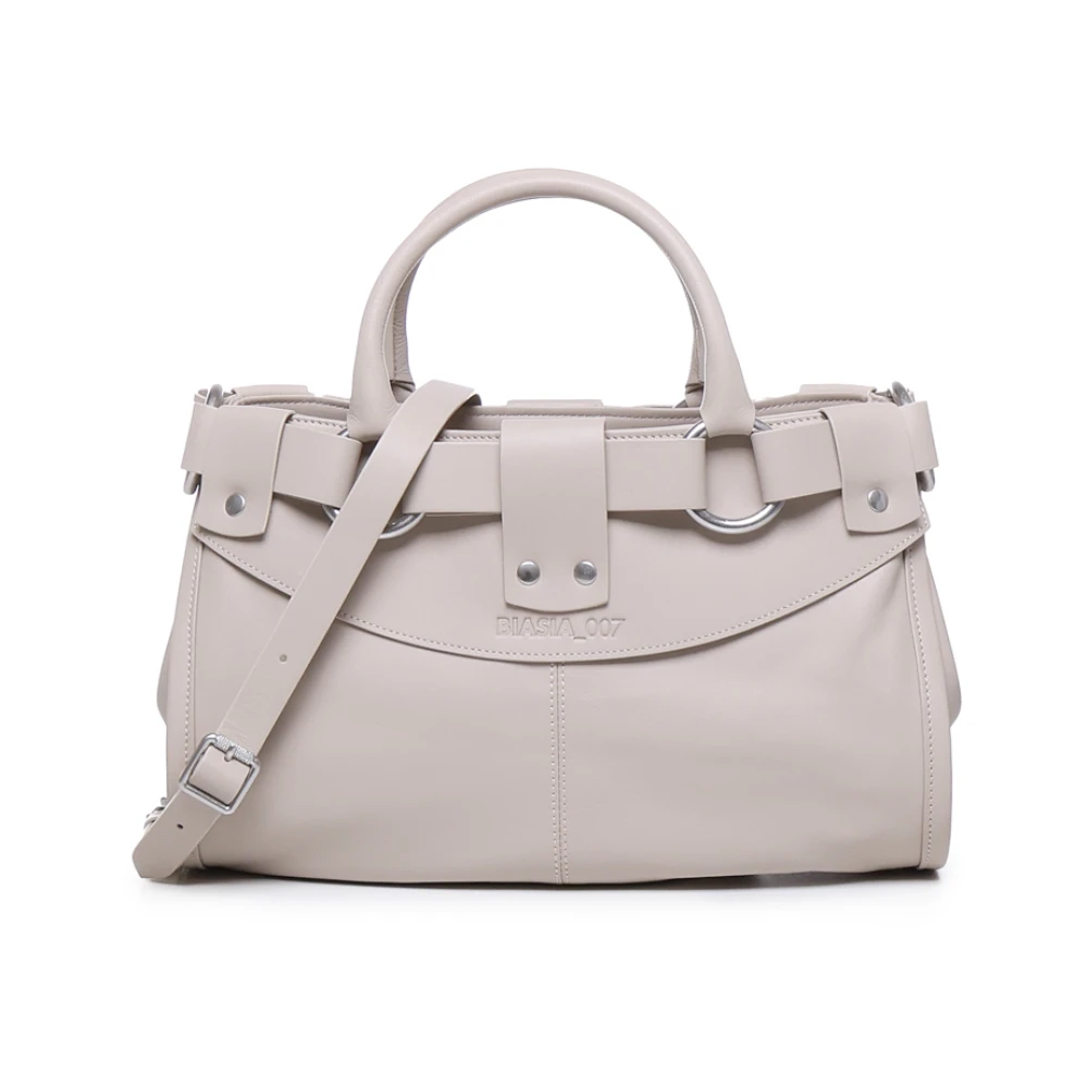 Biasia Leren Schoudertas Zandkleur Beige Dames