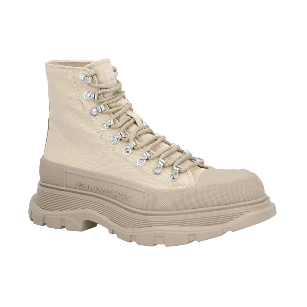 Alexander McQueen Beige LaceUp Platform Laarzen