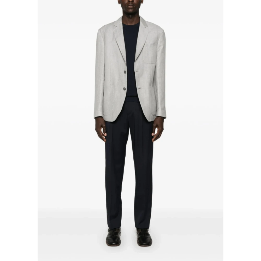 Brioni Navy Blauw Fijngebreid T-shirt Blue Heren