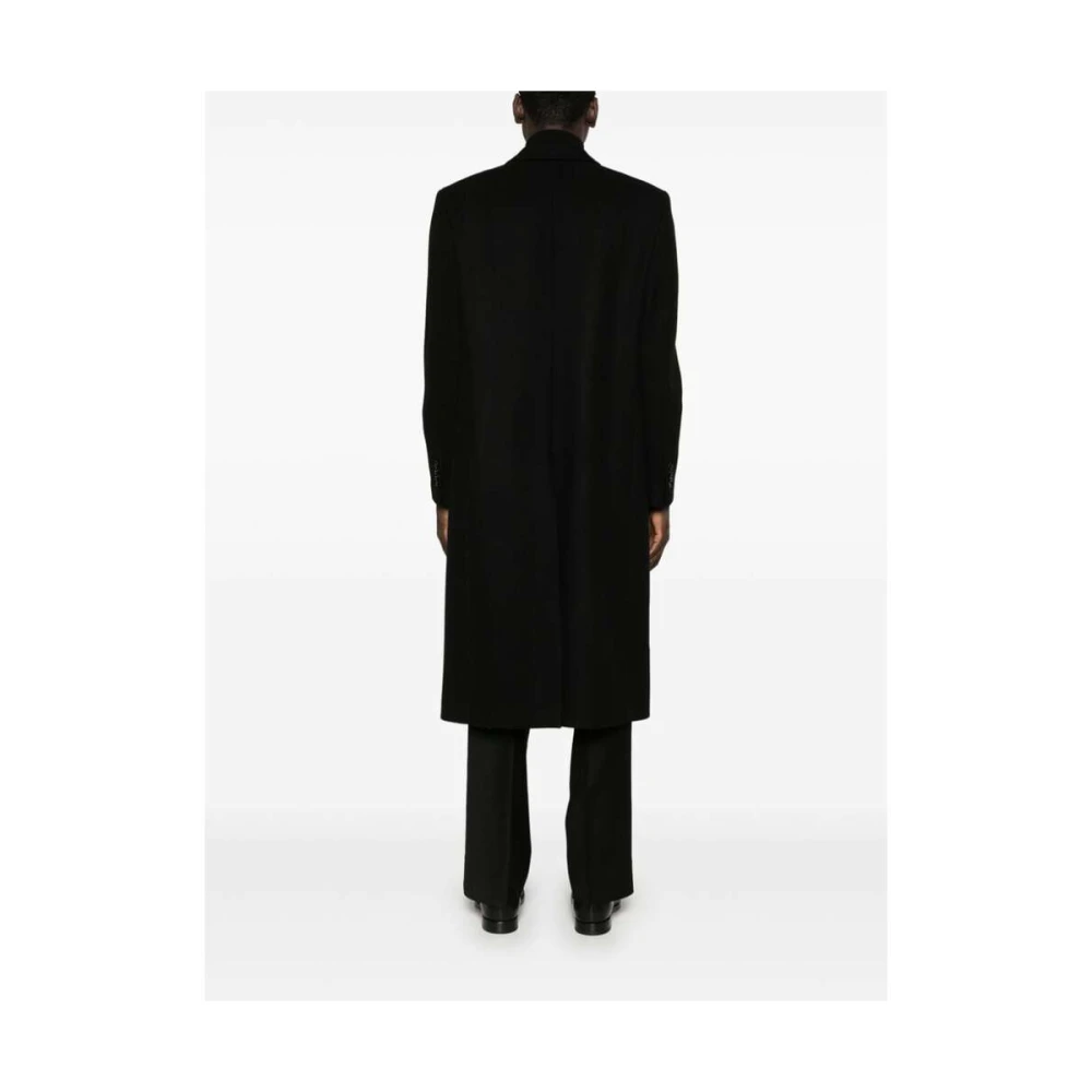 Lardini Zwarte Wollen Double-Breasted Jas Black Heren