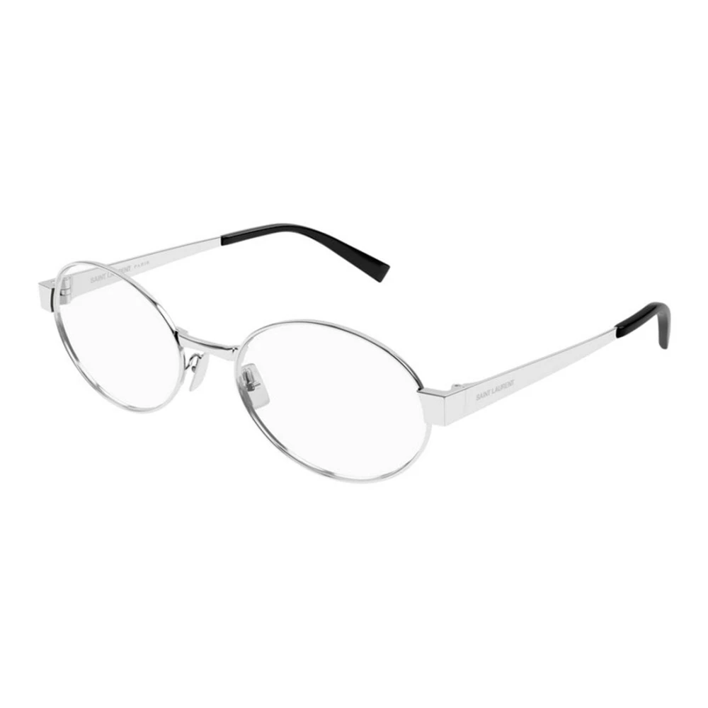 Saint Laurent Women's Gray Glasses, 55 Mm, Round Metal Optical Frame