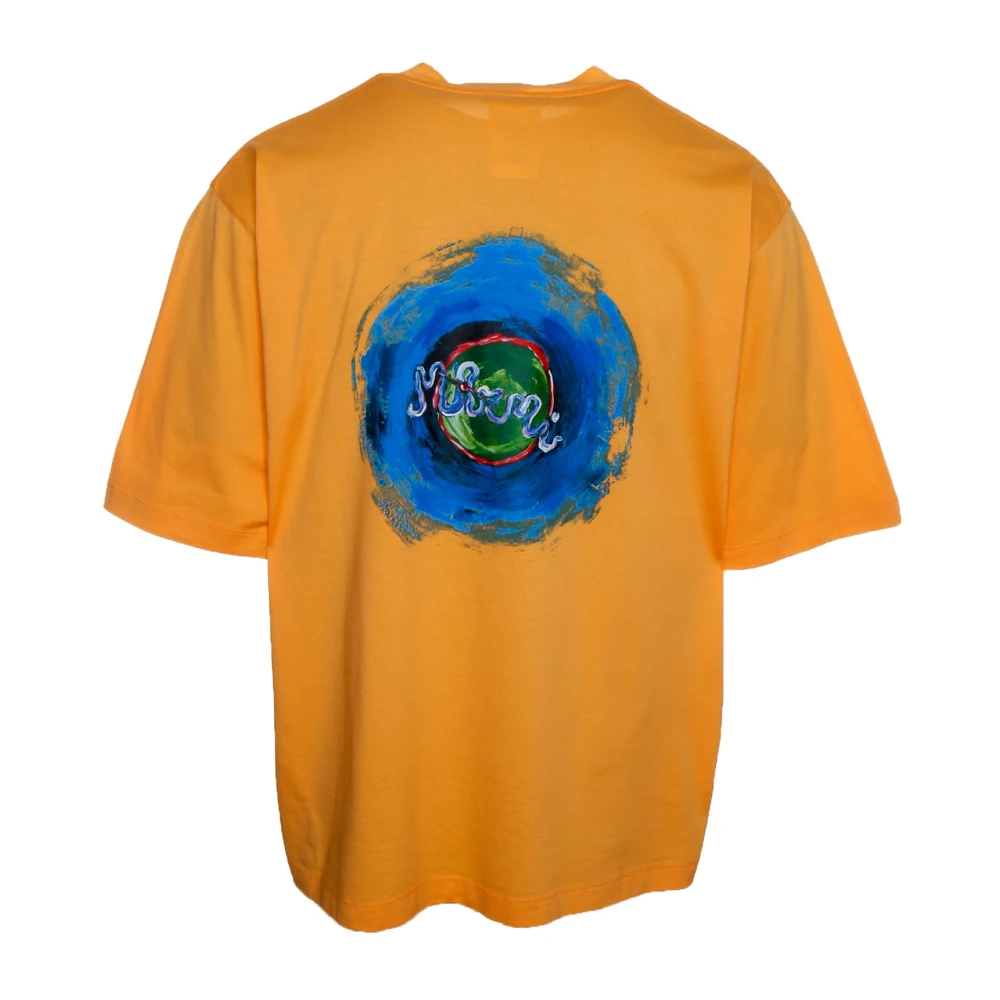 Marni Artistieke Print Boxy Fit T-Shirt Orange Heren