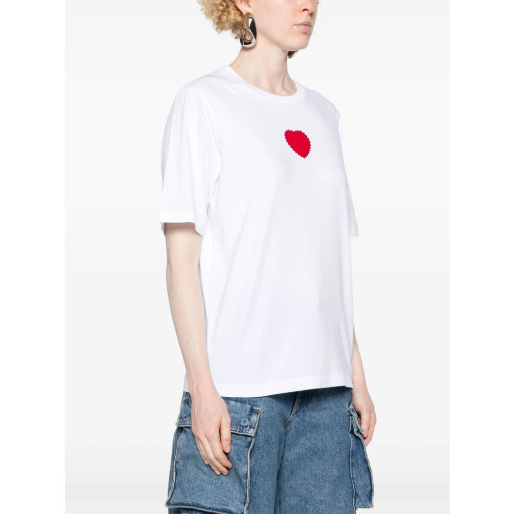 Dsquared2 Klassiek Wit Katoenen T-shirt Hart Logo White Dames