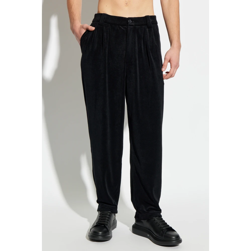 Giorgio Armani Broek gemaakt van badstof materiaal Black Heren