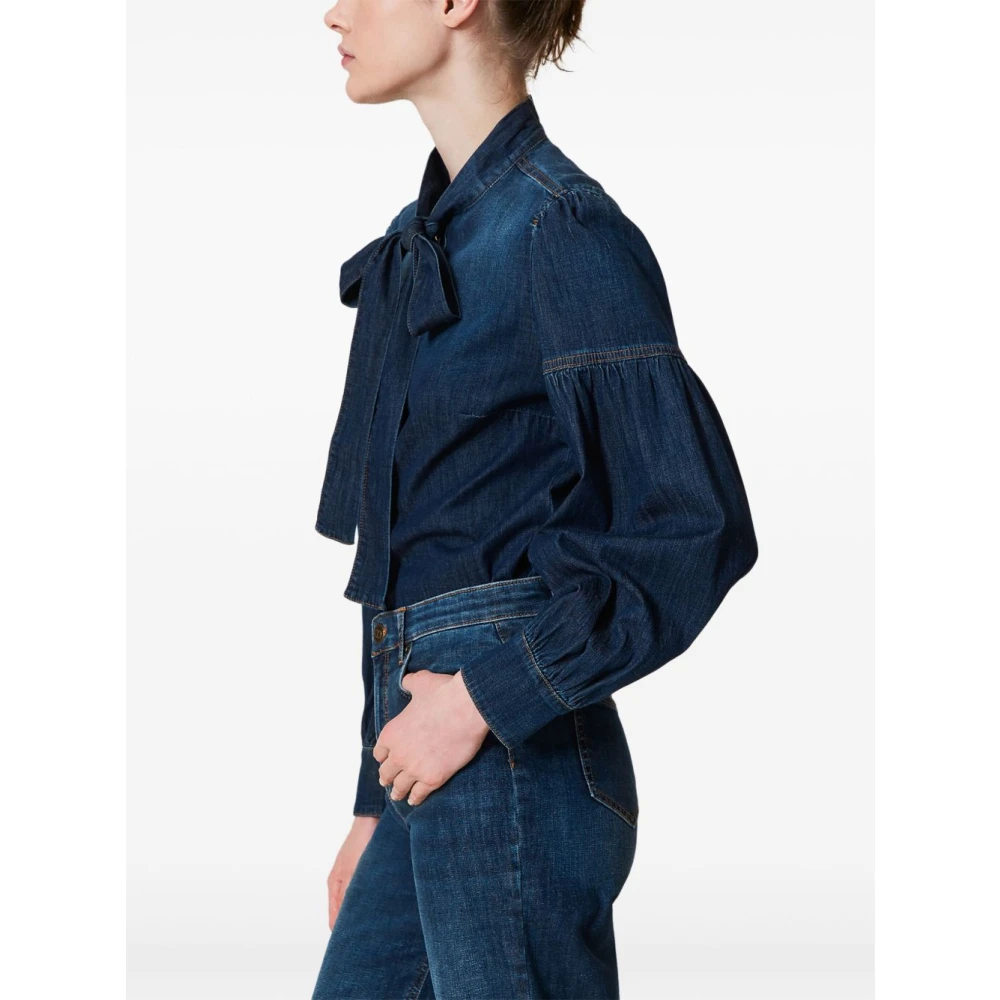 Twinset Blauw Overhemd met Drukknopen Blue Dames