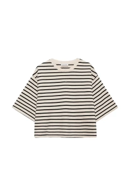 Randig Cropped T-shirt i Bomull