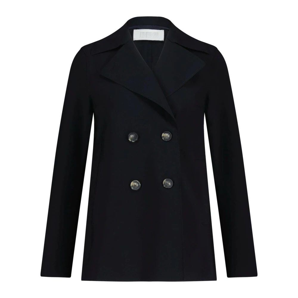 Harris Wharf London Jersey Peacoat Klassisk Stil Knappstängning Black, Dam