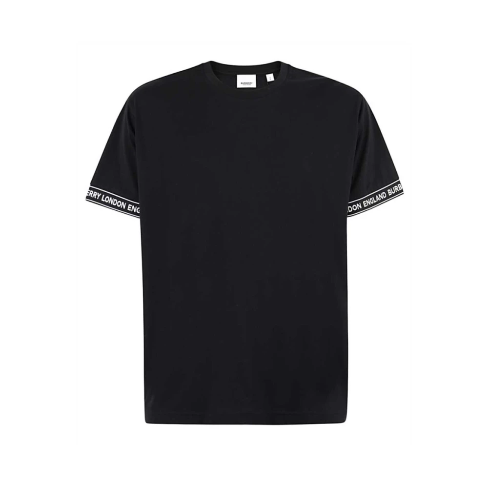 Burberry Zwart Unisex T-Shirt met Mouwstrepen Black Heren