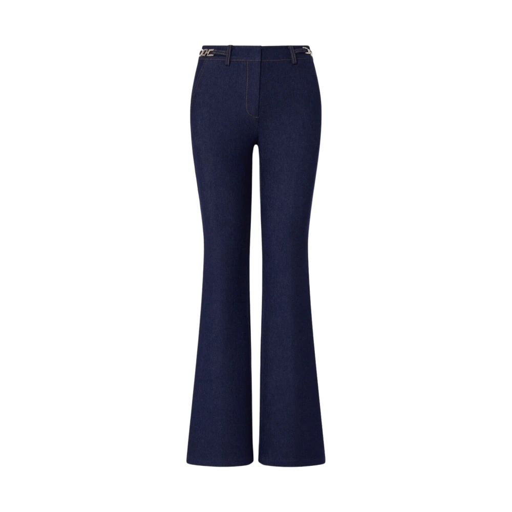 Liu Jo Donna Blu Jeans A Zampa Con Catenelle Logate Lavaggio - Immagine 3