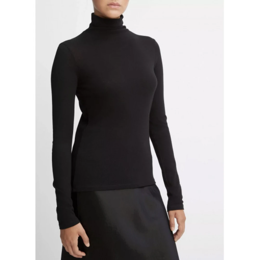 Vince Pima Katoen Turtleneck Top Black Dames