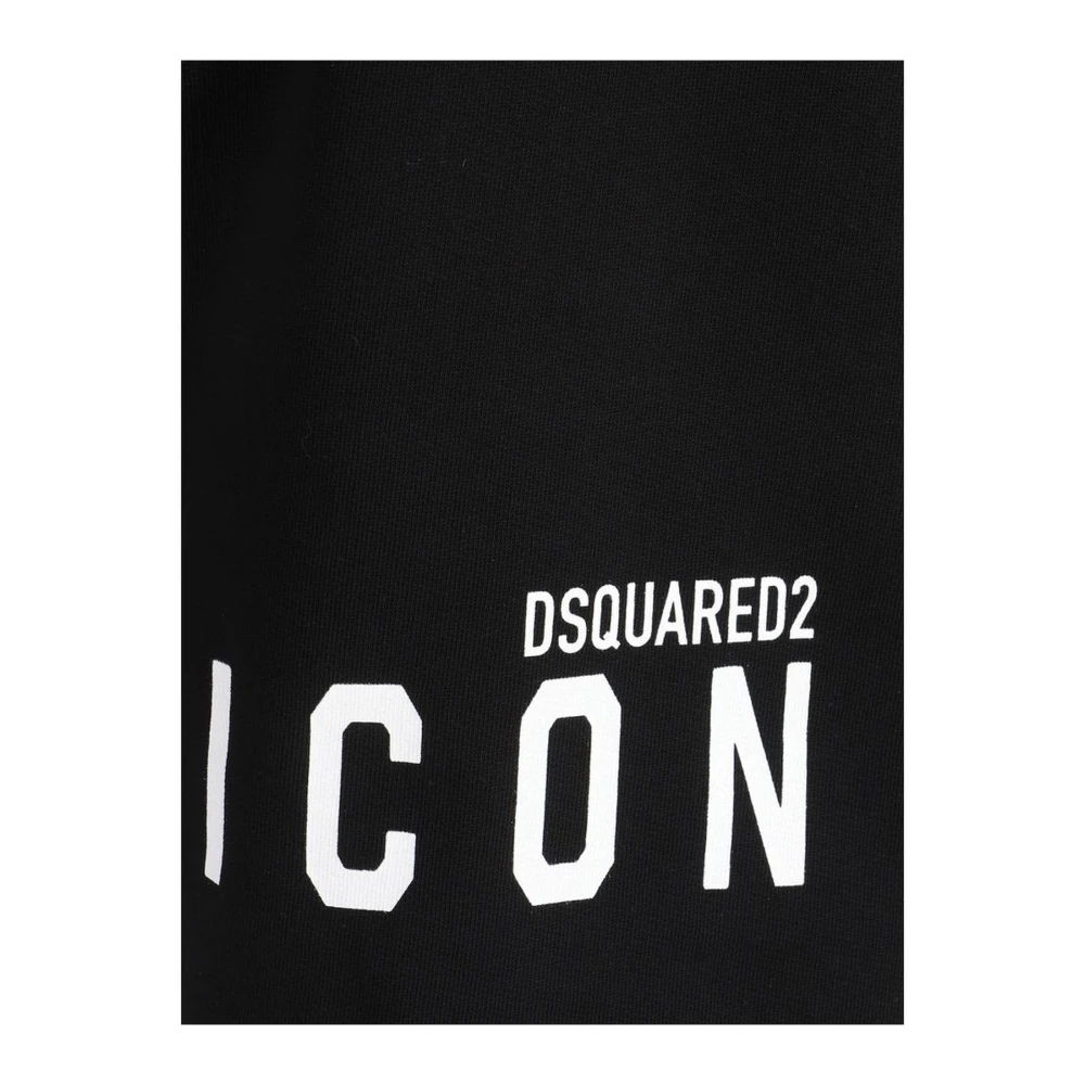 Dsquared2 Monochrome Katoenen Shorts met Elastische Tailleband Black Heren