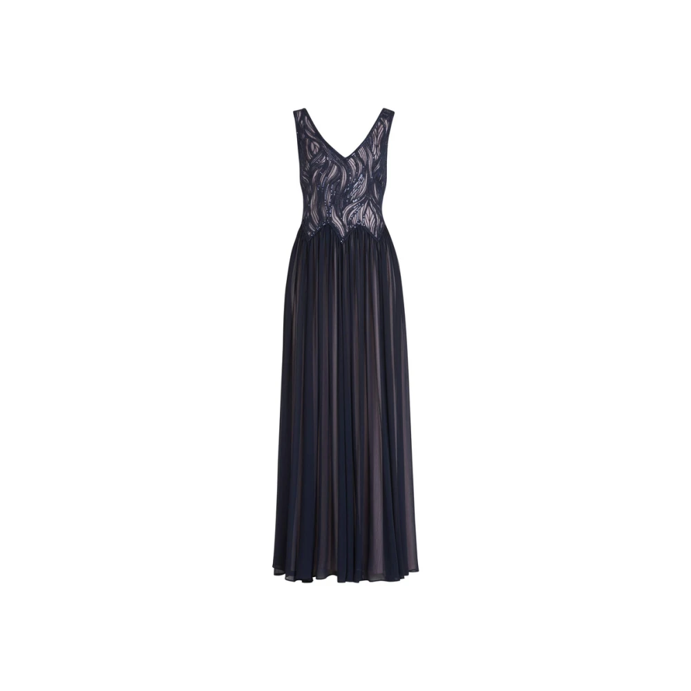 Vera Mont Elegante Lange Mouwloze Jurk Blue Dames