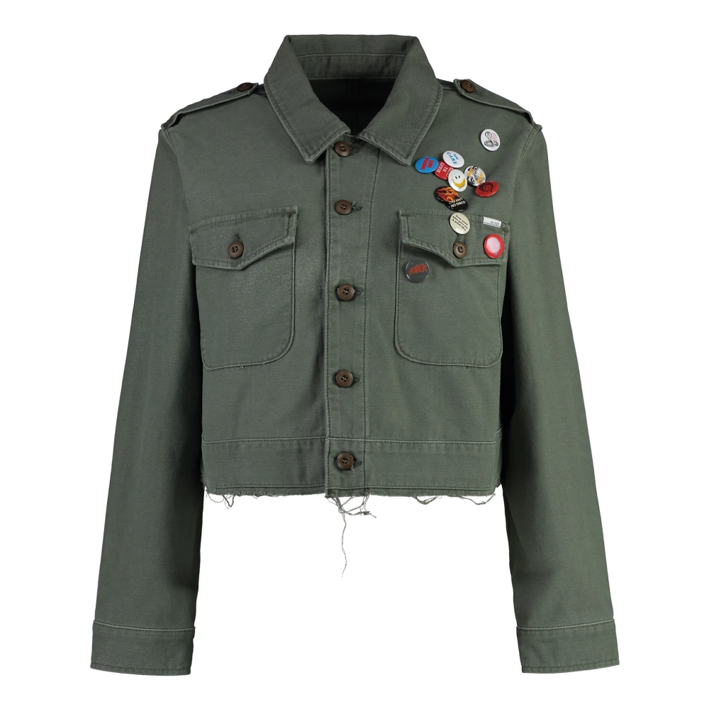 Mother Katoenen Denim Jack met Achtersplitten Green Dames